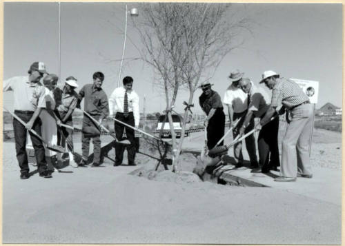 Photo of Adopt-A-Tree Planting by Mayor and City Council, April 1997.
