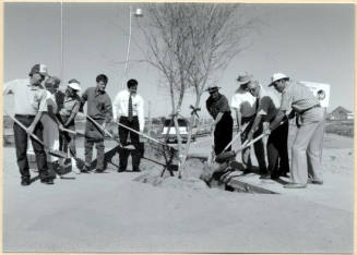 Photo of Adopt-A-Tree Planting by Mayor and City Council, April 1997.