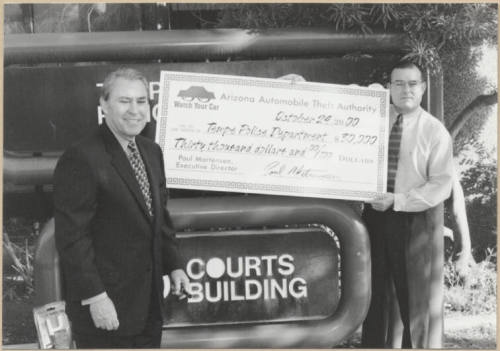 Presentation of Check to Tempe Police from AZ Auto Theft Authority.
