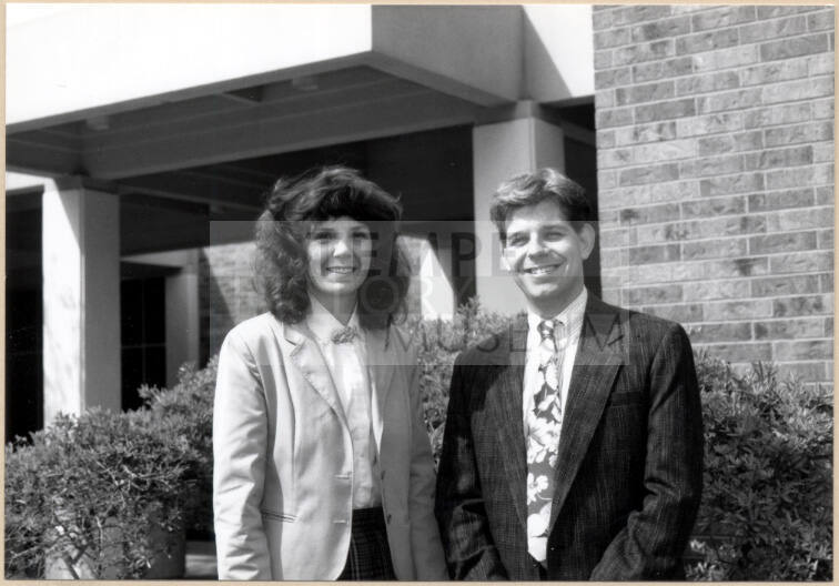 Photo of Ann Poulos and John Lipp in Front of Tempe Historical Museum.