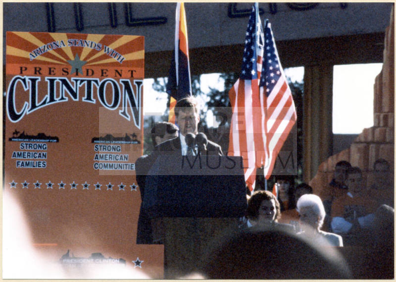 Closeup of Tempe Councilman Joseph Lewis Speaking at Clinton Presidential Campaign Visit, 1996.
