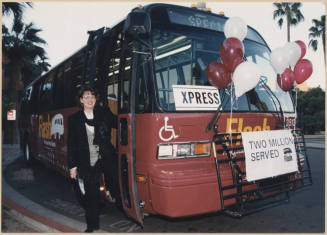 Photo of FLASH Shuttle Bus Commemorating 2 Million Passengers.