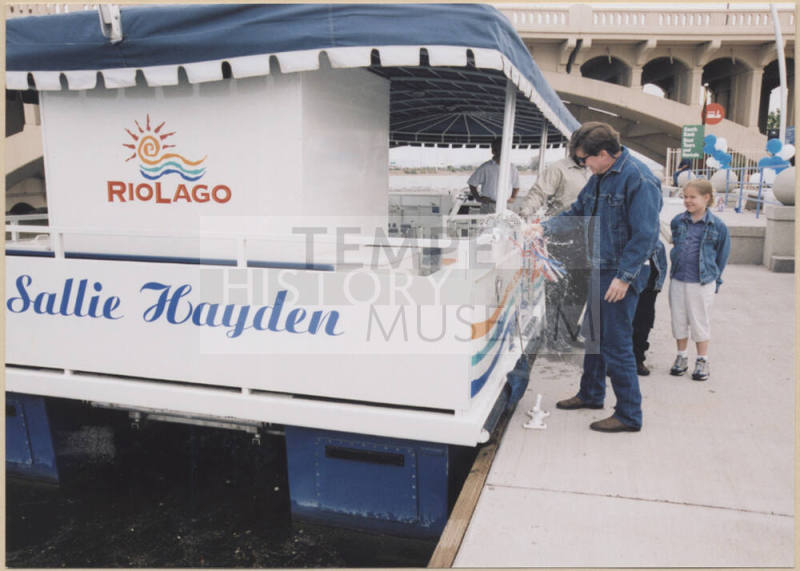 Christening of the Sallie Hayden boat on Tempe Town Lake.