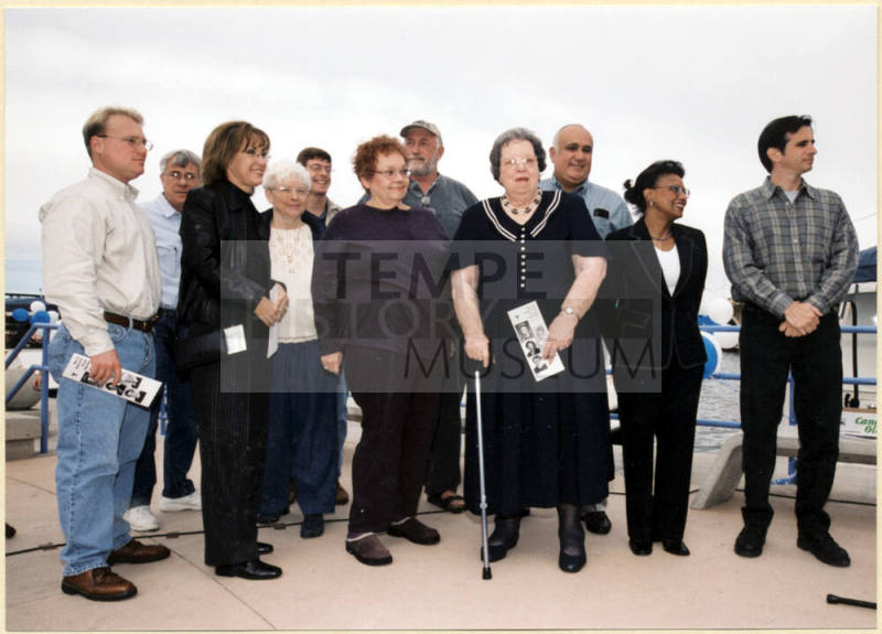 Photo of Mayor and City Council with the women who christened the Rio Lago Cruise boats on Tempe Town Lake.