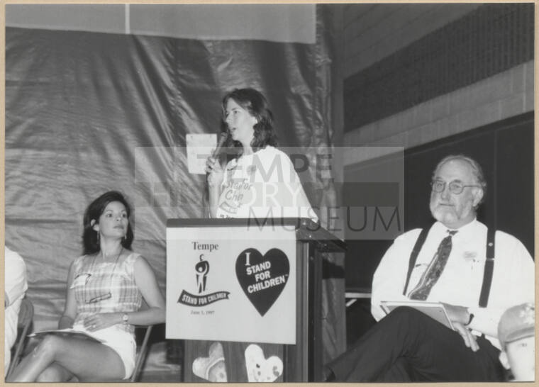 Photo of a speaker at Stand For Children event.