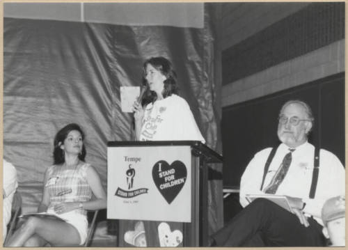 Photo of a speaker at Stand For Children event.
