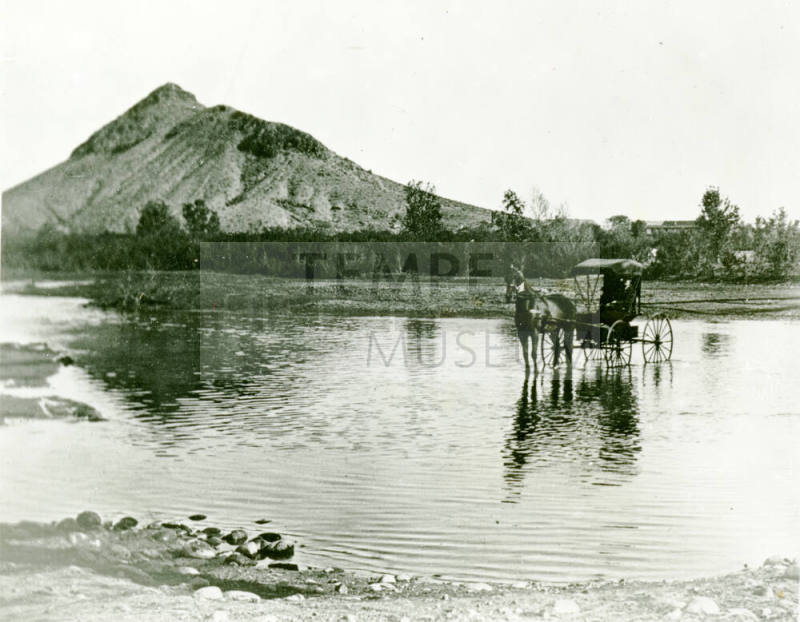 OS-255   Horse Carriage Fording River at T. Butte