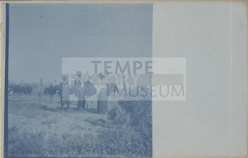 Three Unidentified People with Ostriches