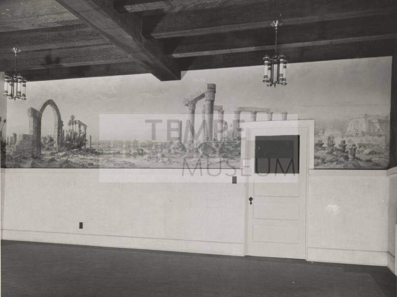 Interior view of Arizona State Tuberculosis Sanitarium (aka Arizona State Welfare Sanitarium) showing Middle Eastern-themed murals.