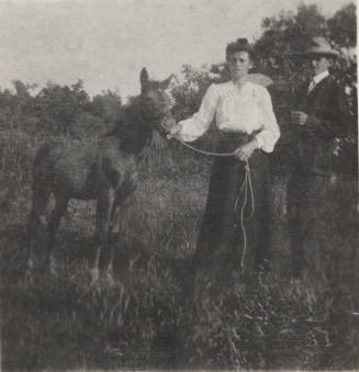 Estelle Craig Holding a New Born Horse