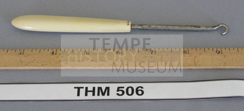 Metal buttonhook with ivory handle