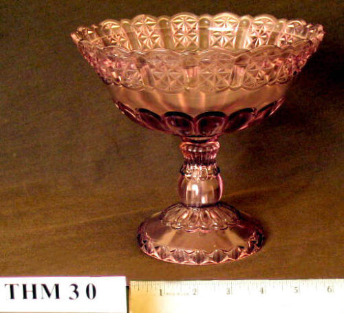 lavender-colored  glass compote