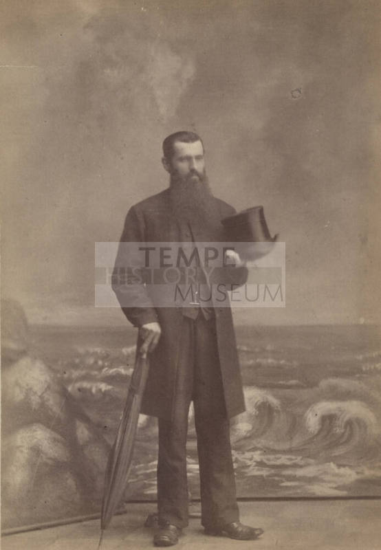 Standing Man, Painted Ocean Backdrop