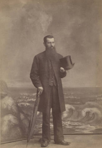 Standing Man, Painted Ocean Backdrop