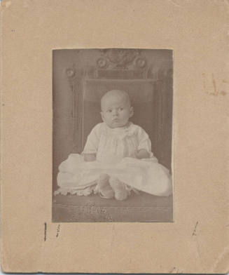 Baby, Knitted Shoes and White Dress