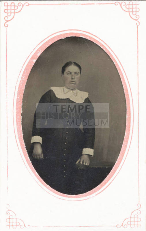 Standing Woman, Dark Dress and Lace Collar
