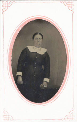 Standing Woman, Dark Dress and Lace Collar