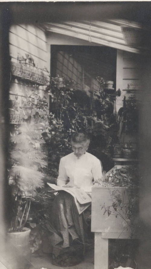 Sitting Woman Reading a Newspaper