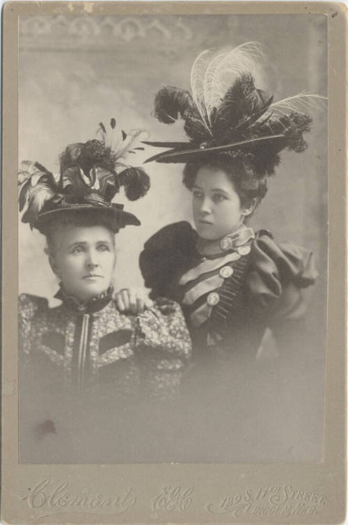 Studio Portrait of Two Women with Hats
