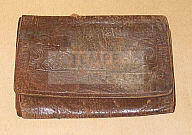Engraved leather trifold wallet