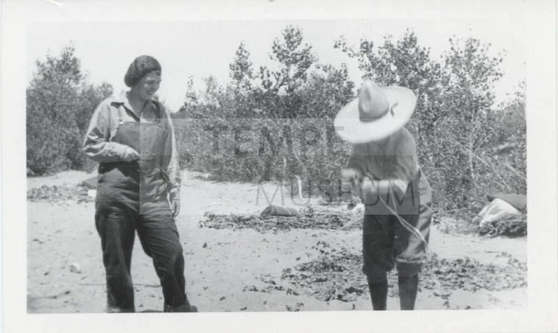 Picture of Two Women Standing Outdoors
