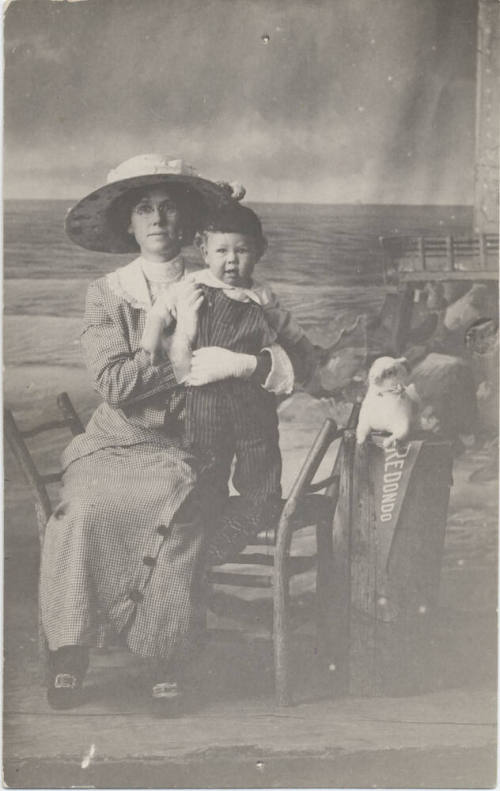 Full Length Portrait of Mother and Son