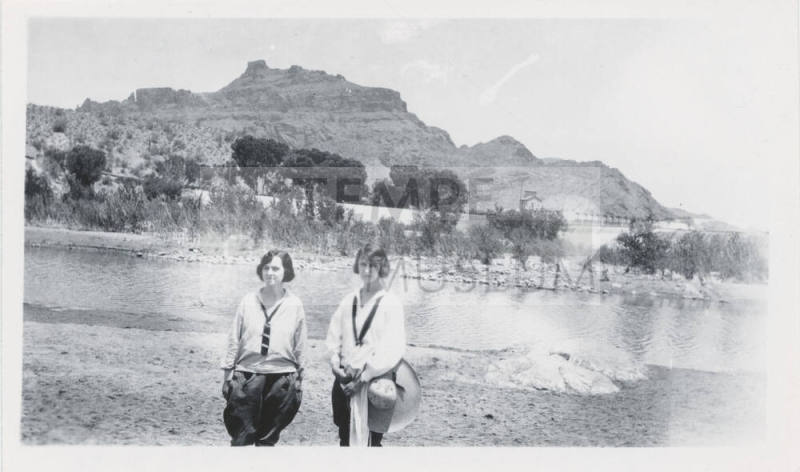 Women in front of Red Mountain