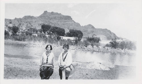 Women in front of Red Mountain