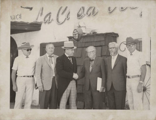 6 Men Posing Outside La Casa Vieja