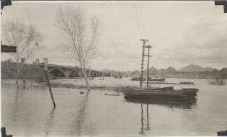 Flooded Salt River with Tempe Bridge