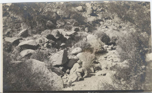 View of a Woman Sitting in the Desert