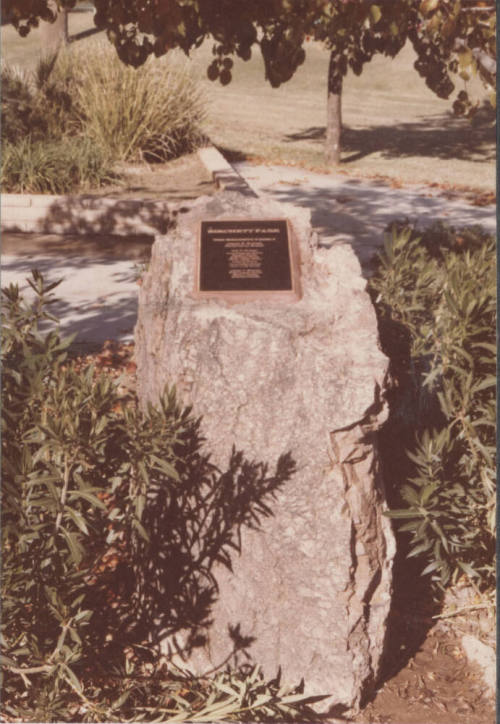 Distant View of Birchett Park Plaque
