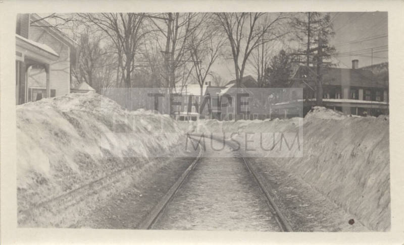 Winter View of Railroad by Main Street