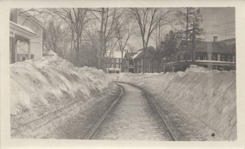 Winter View of Railroad by Main Street