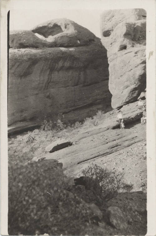 View of People by a Rock Formation, AZ