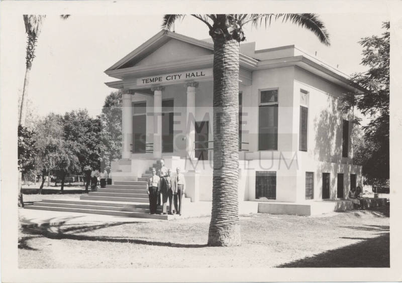 Four Men on Steps of Old City Hall