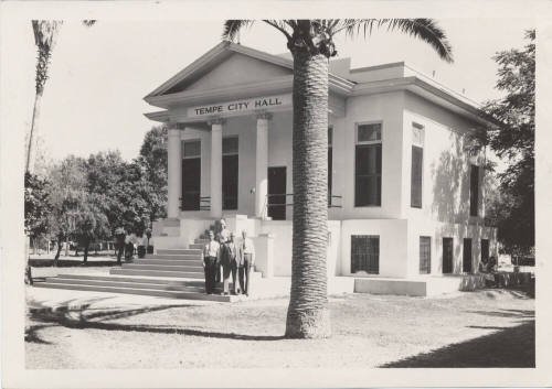 Four Men on Steps of Old City Hall