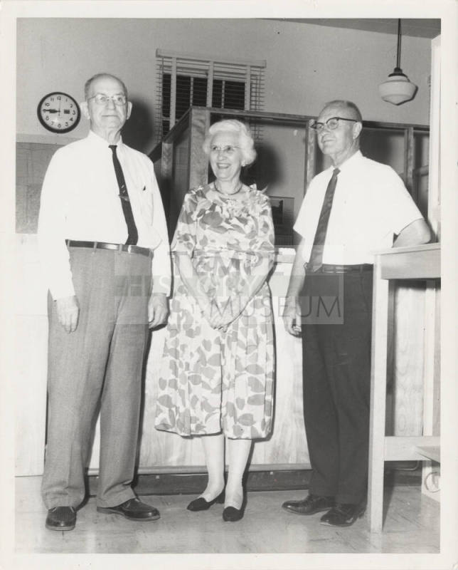 H. Laird, E. Barbre, and C. Gililland at old Library