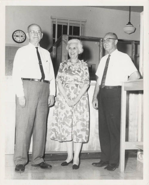 H. Laird, E. Barbre, and C. Gililland at old Library