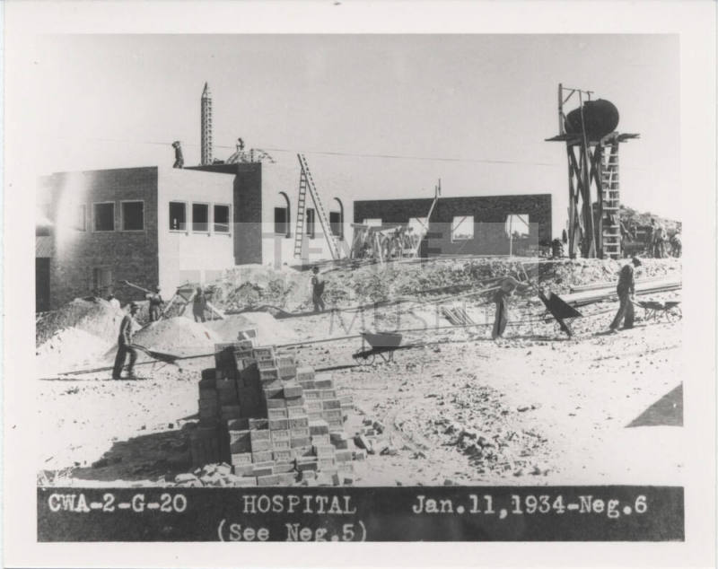 Cwa-Project-Men with Wheelbarrels at the Arizona State Tuberculosis Sanitarium (aka Arizona State Welfare Sanitarium).
