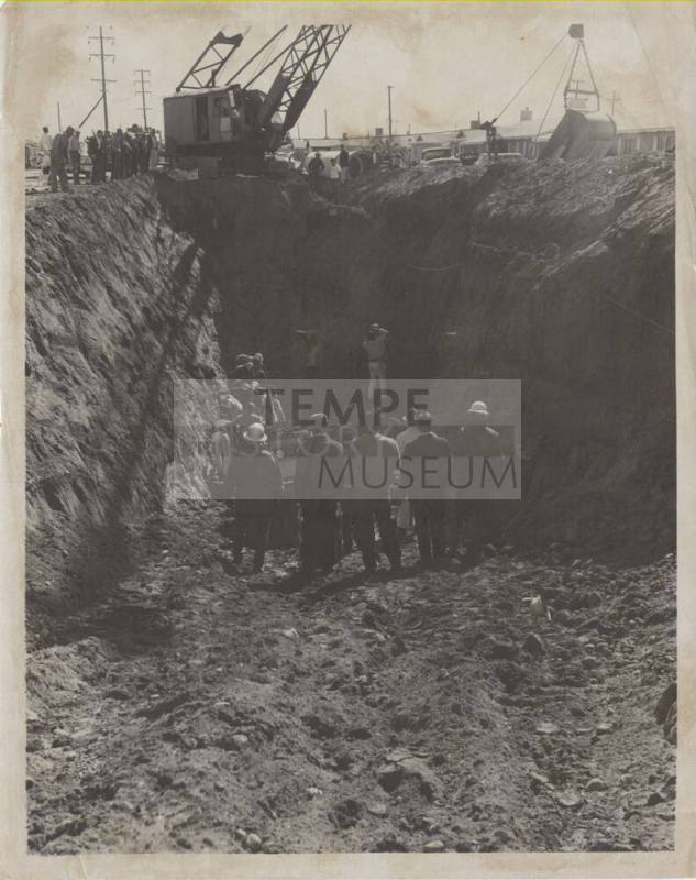 Photograph, Black and White--8 x 10 inches, Construction site trench