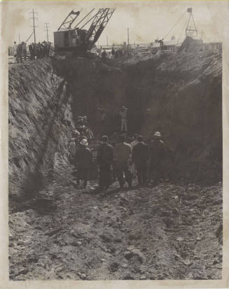 Photograph, Black and White--8 x 10 inches, Construction site trench