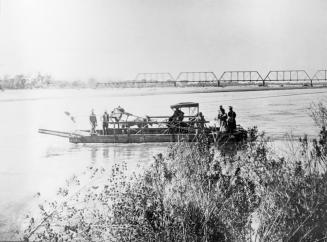 Photograph, Black and White--Carriage/horses/people on Hayden's Ferry on Salt River