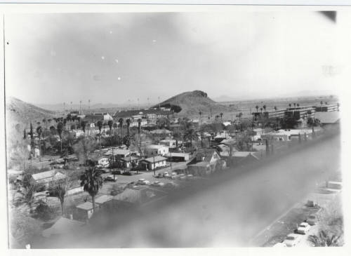 Photograph, Tempe residential neighborhood and Sun Devil Stadium