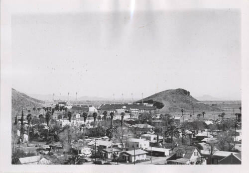 Photograph, Black and White--5 x 7 inch photo, Tempe butte with stadium
