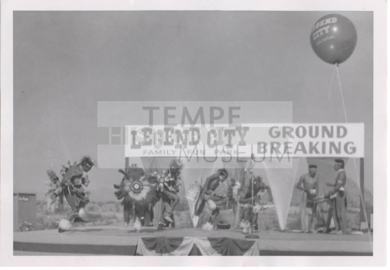Photograph, Native American dancers at the groundbreaking of Legend City
