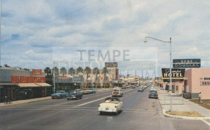 Postcard, Mill Avenue in Tempe