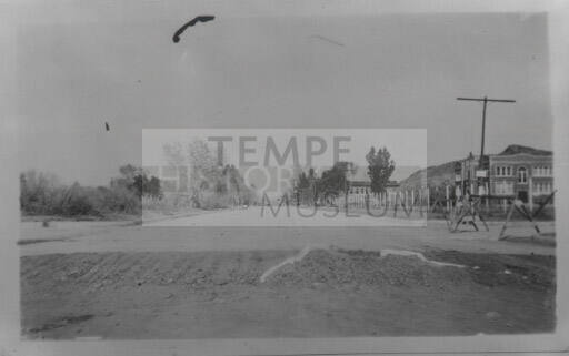 Photograph, Mill Avenue and the Tempe High School Building