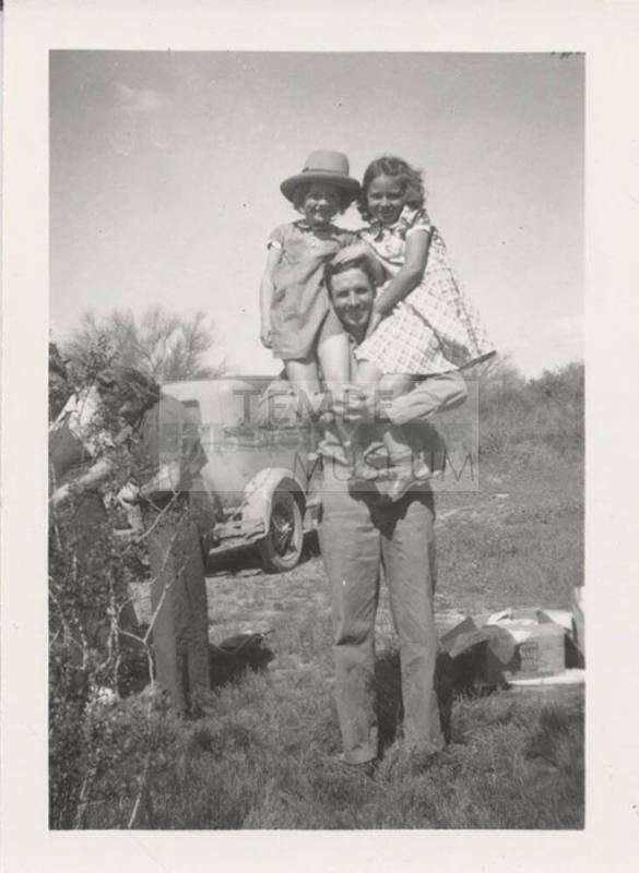Archie Allen with Barbara and Betty Allen