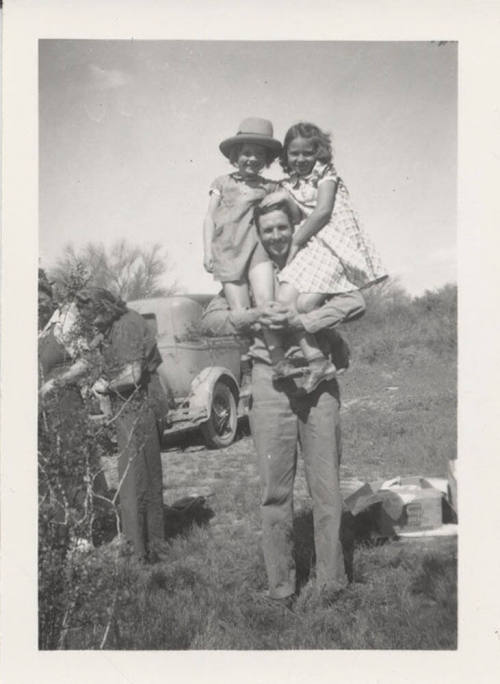 Archie Allen with Barbara and Betty Allen